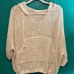 POL Cream Knit Hooded Sweater